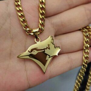 Toronto Blue Jays 5mm Cuban (Gold) 22 Inch Necklace - MLB - Christmas Gifts